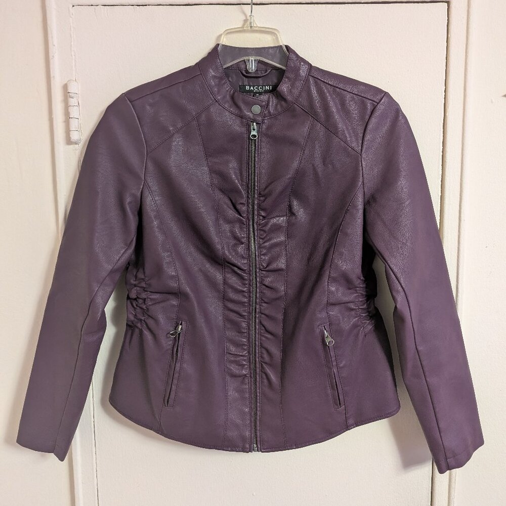 Baccini Purple Faux Leather Jacket - Medium